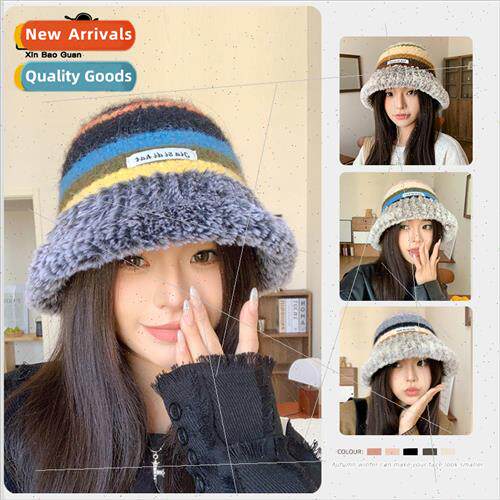 8391 colorful striped hat female Korea  knted wool cap show