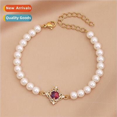 Europe new baroque imation pearl beads diamonds double brace