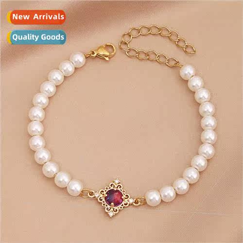 Europe new baroque imation pearl beads diamonds double brace