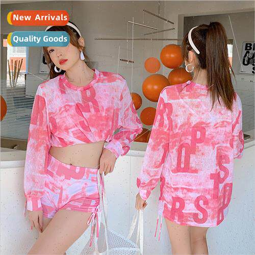 Baiya womens swimsu three-piece  fashion tie-dye student spo