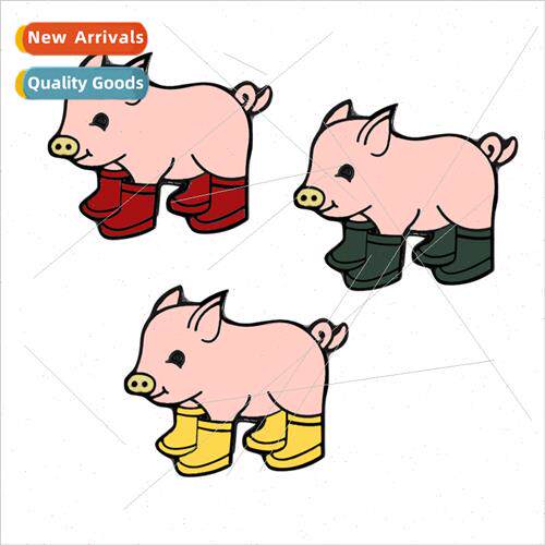 2020 new pig brooch cute pig wearing shoes pin lapel pin stu