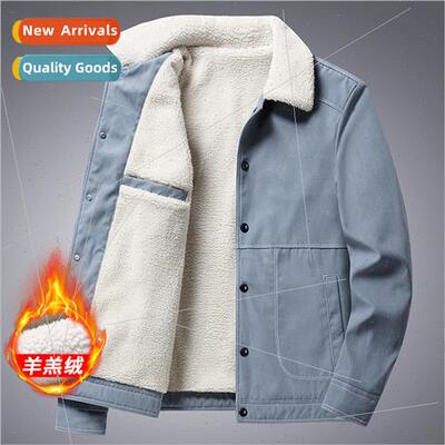 Lambswool jacket fall winter men padded thickened collar jac