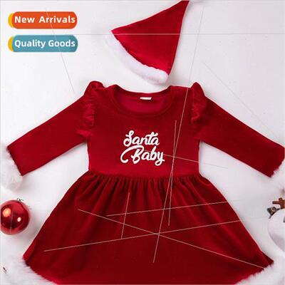2023INS Christmas Monogrammed Furry Long Sleeve Harvest Dres
