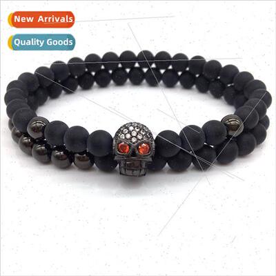 2022 New Fashion Classic Obsidian Polished Stone Beads Skull