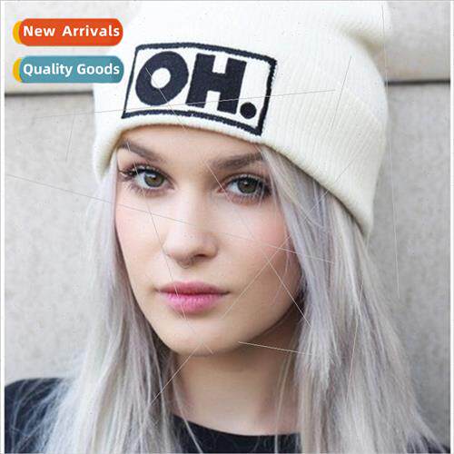 letters OH kn cap embroidered ski cap set head cap men women