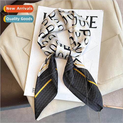 2023 new letters temperament small square scarf female silk