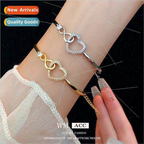 Zircon love hollowed out bracelet simple wild fashion bracel