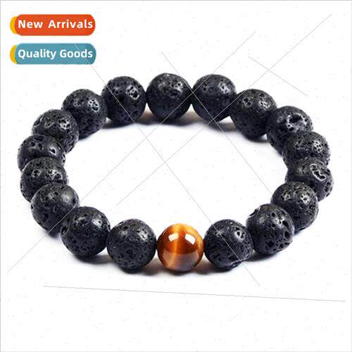 Jewelry 10MM Tiger Eye Volcanic Stone Bracelet al Men String