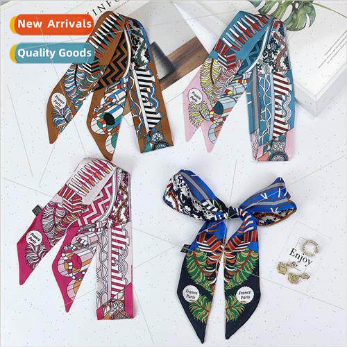 New ethnic color blocking simulation silk scarf female sprin