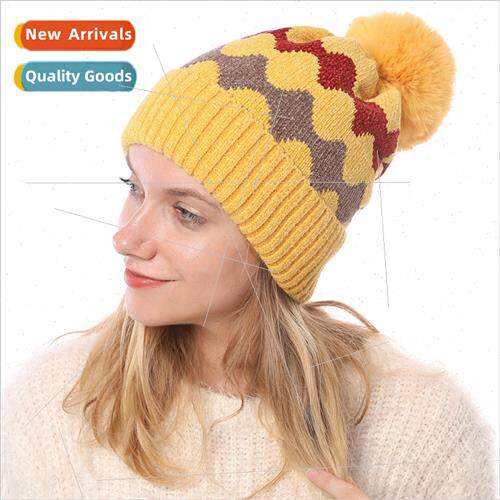 Women new fall winter padded warm knted cap chenille soft wa