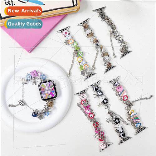 适用apple watch button charm chain metal strap apple watch8/
