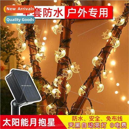 led solar lights string stars moon pendant colorful lights m