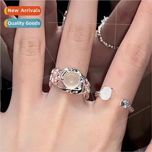 ring female open metal hollow lava minimalist Korea niche