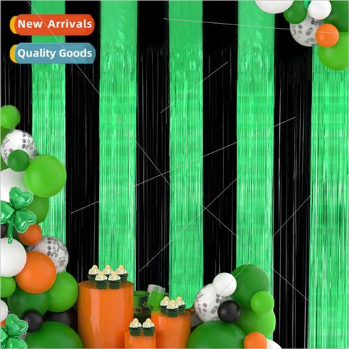 New black green splicing rain curtain St. Patrick Day decora图片