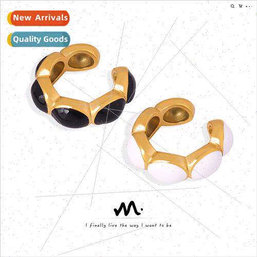 French new retro fashion niche earrings tanium steel gold-pl