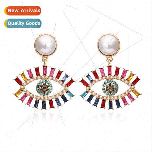 New creative diamond pearl earrings temperament nd color rhi