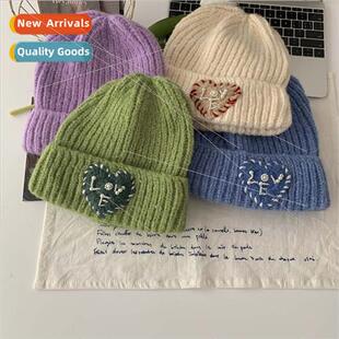 big head cap love child wool loose knted Sweet circumference
