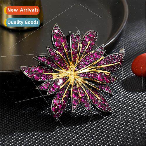 Full diamond pink pricked mango sunflower brooch female exqu