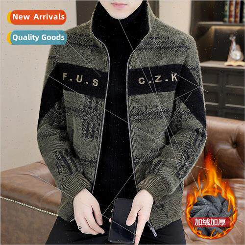 Autumn winter tweed jacket men 2023 new tide gold mink velve