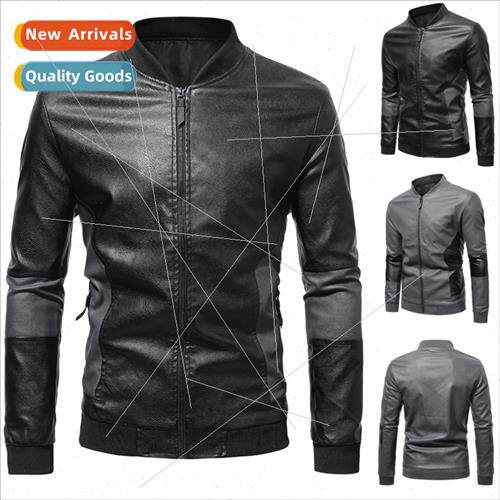 2021 fall winter new collar handsome biker leather jacket ca