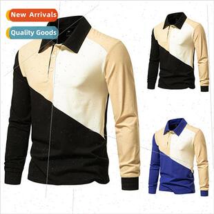 new men long Autumn sleeved lapel Winter blocking 2023 color