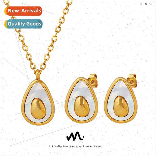 Korea new versatile avocado egg shape necklace earrings jewe