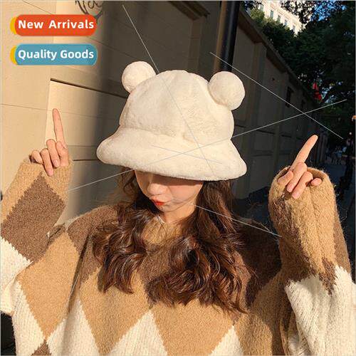 Japan cute bear ears plush fisherman hat children winter stu