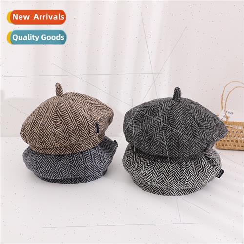 Autumn winter new herringbone ni painter hat double layer ch