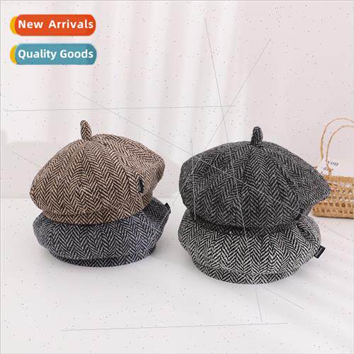 Autumn winter new herringbone ni painter hat double layer ch