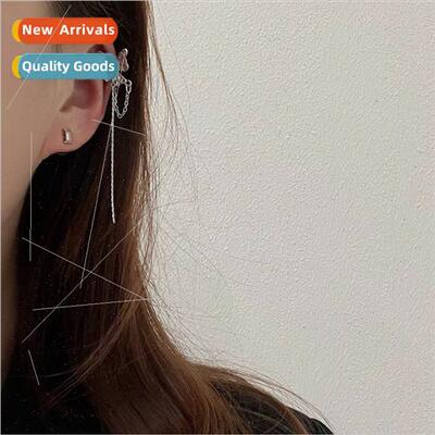 quid metal texture asymmetric butterfly chain tassel ear bon