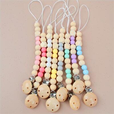 Work Baby soothing wooden pacifier clip Pacifier chain toys