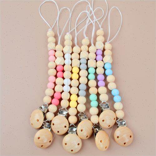 Work Baby soothing wooden pacifier clip Pacifier chain toys