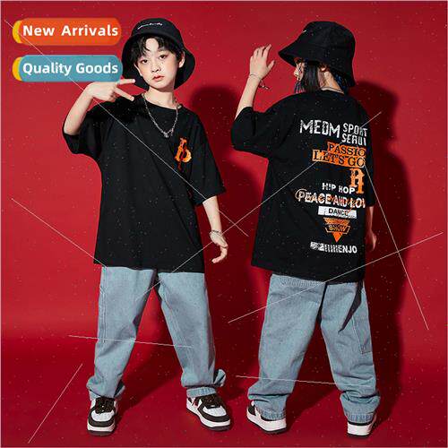 Children Hip Hop  Su Boys Set Dance Denim Pants Costume Summ