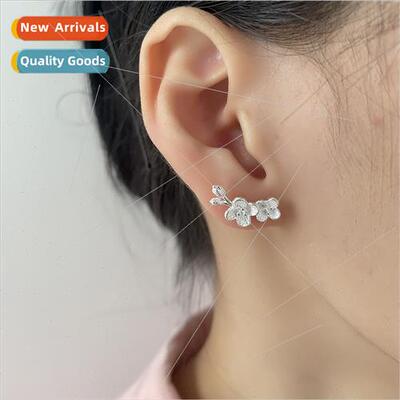 Retro flower earrings country new Chinese matte frosted plum