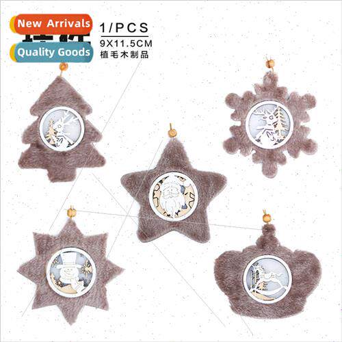 Christmas decorations Creative flocking wooden Christmas e p