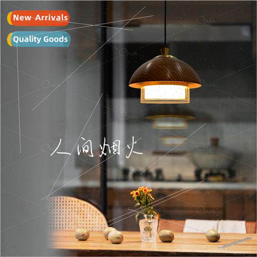 Wabi-sabi solid wood dining room chandelier table lamp retro