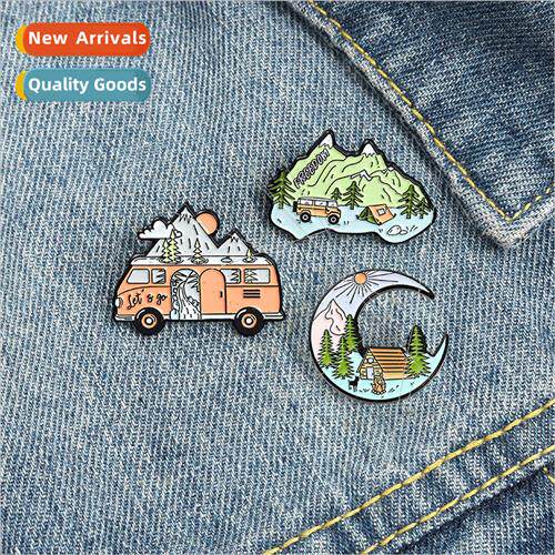 New Tour Bus Mountain Peak Brooch mple River Pine Tree Lodge