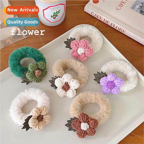 Autumn winter new curry wool flowers plush hair ring simple