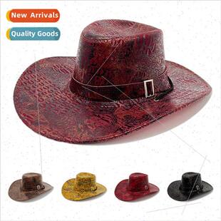 Retro cowboy hat men in Europe Uned States camping leather p