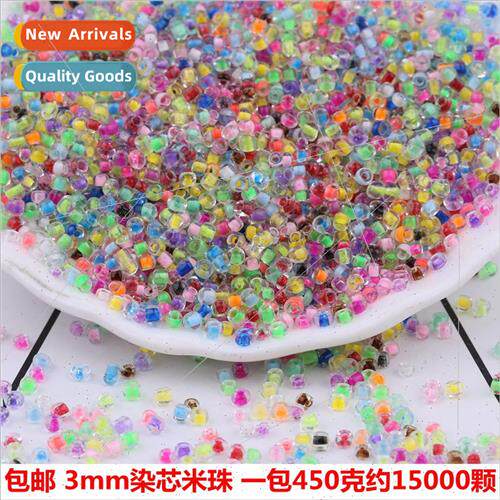 3mm dyed core rice beads diy handmade materials weaving brac