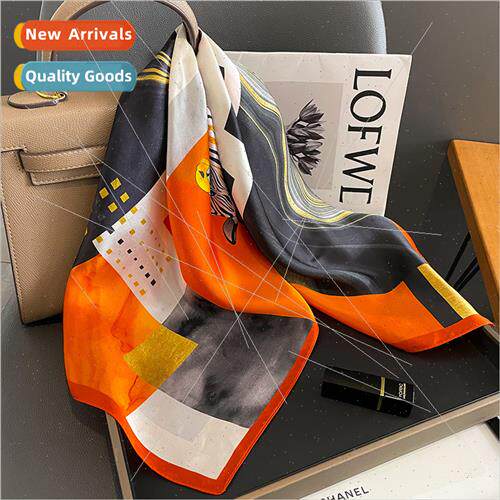 2023 Spring Autumn new 70 silk square scarf female retro pon