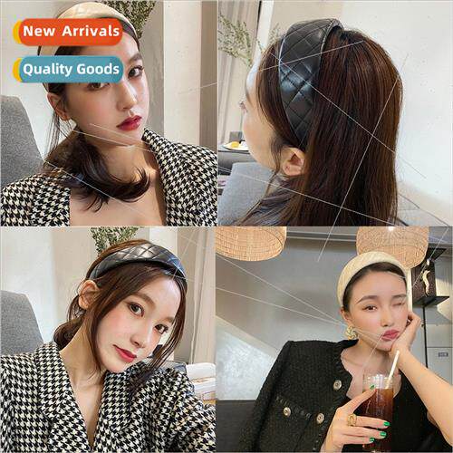 2022 on new fashion leather wrinkled wide edge hair bands fe