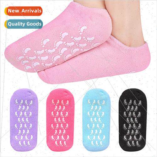 Cotton boat socks wh adhesive foot print foot spa socks