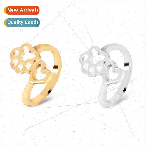 2017 new dog paw ring creative hollow love dog paw open fing
