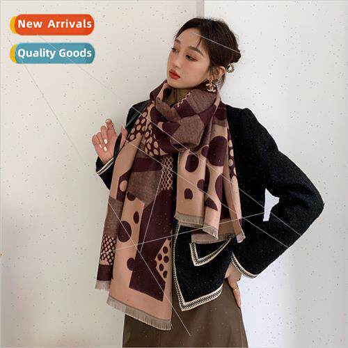 2023 fall new imation cashmere scarf double pull wool shawl