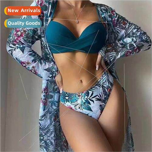 24 New Europe Sexy Womens Printed Bikini Swimsu Chiffon Thre