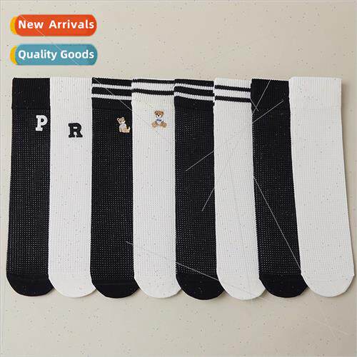 Mesh socks women summer thin 2023 new fashion nd  cute bear