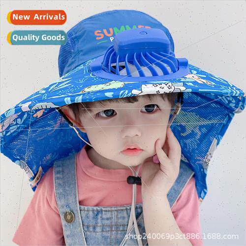 Children hats summer mesh breathable fisherman hat wh fan me