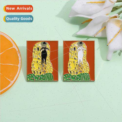 New Products Museum Oil Painting Series Metal Brooch Creativ
