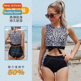 spl swimsu tie new knot print student leopard Europe female